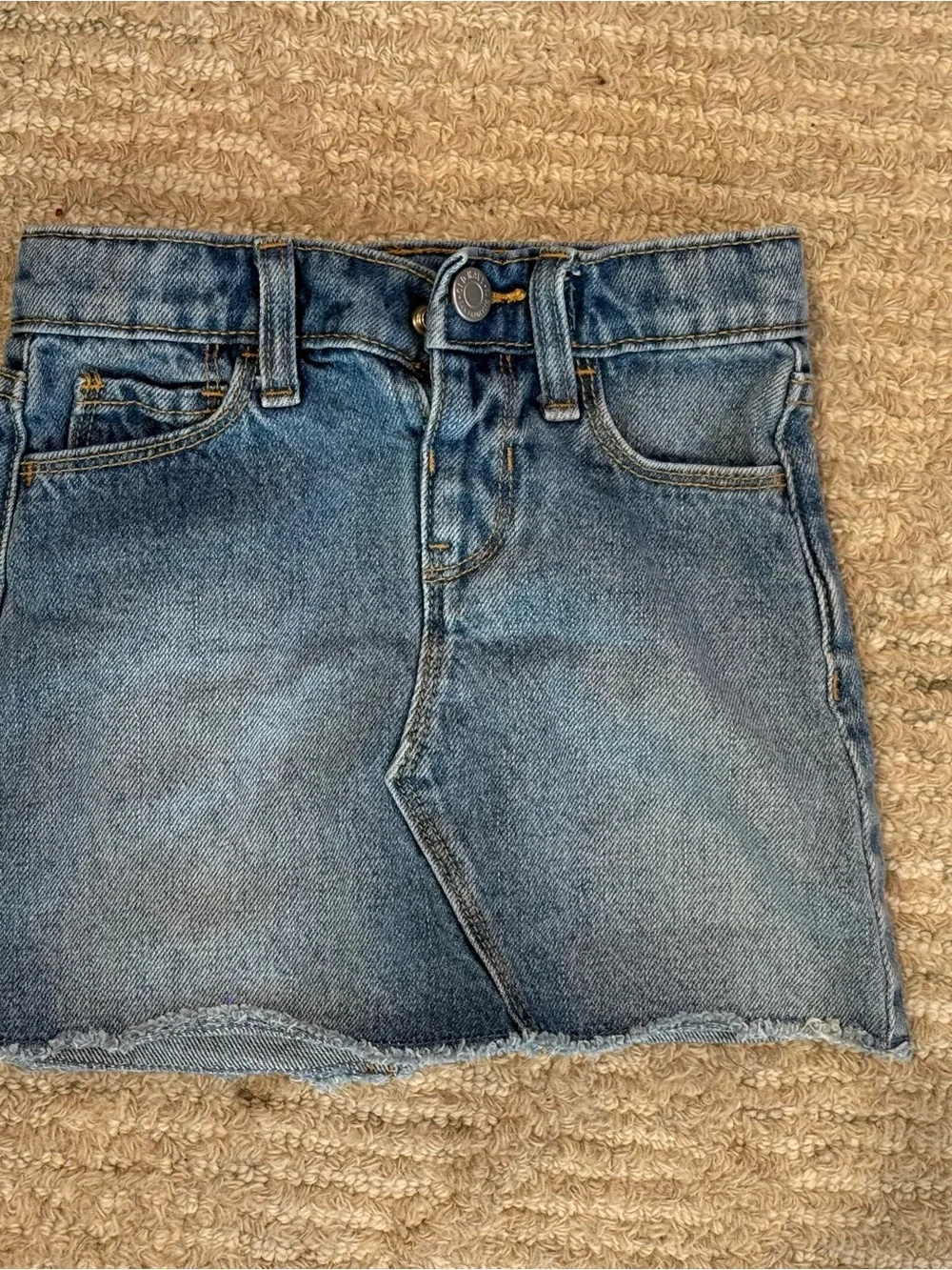 Old Navy Girls Blue Denim Skirt with Frayed Hem